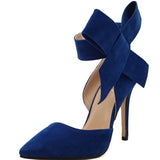 Women Big Bow Tie Pumps Butterfly Pointed