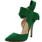 Women Big Bow Tie Pumps Butterfly Pointed