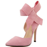 Women Big Bow Tie Pumps Butterfly Pointed