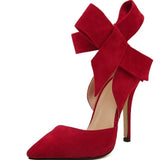 Women Big Bow Tie Pumps Butterfly Pointed