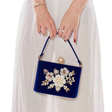Ladies Velvet Clutch Pearl Crystal