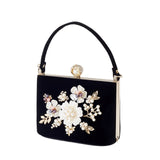 Ladies Velvet Clutch Pearl Crystal