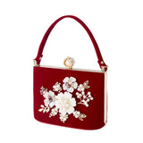 Ladies Velvet Clutch Pearl Crystal
