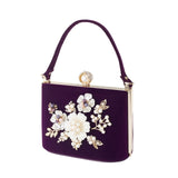 Ladies Velvet Clutch Pearl Crystal
